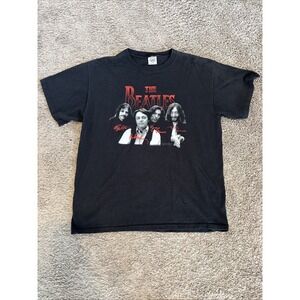 Vintage 2003 The‎ Beatles Faded Y2K Band Tee Black Large L Graphic  T-Shirt